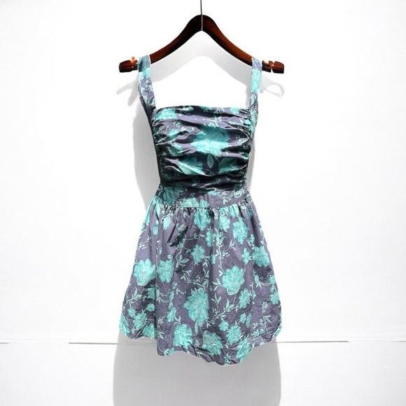 🌻FREE PEOPLE Meet Me In Maui Printed Mini Dress In Blue Size Small New Cond. - Picture 4 of 12